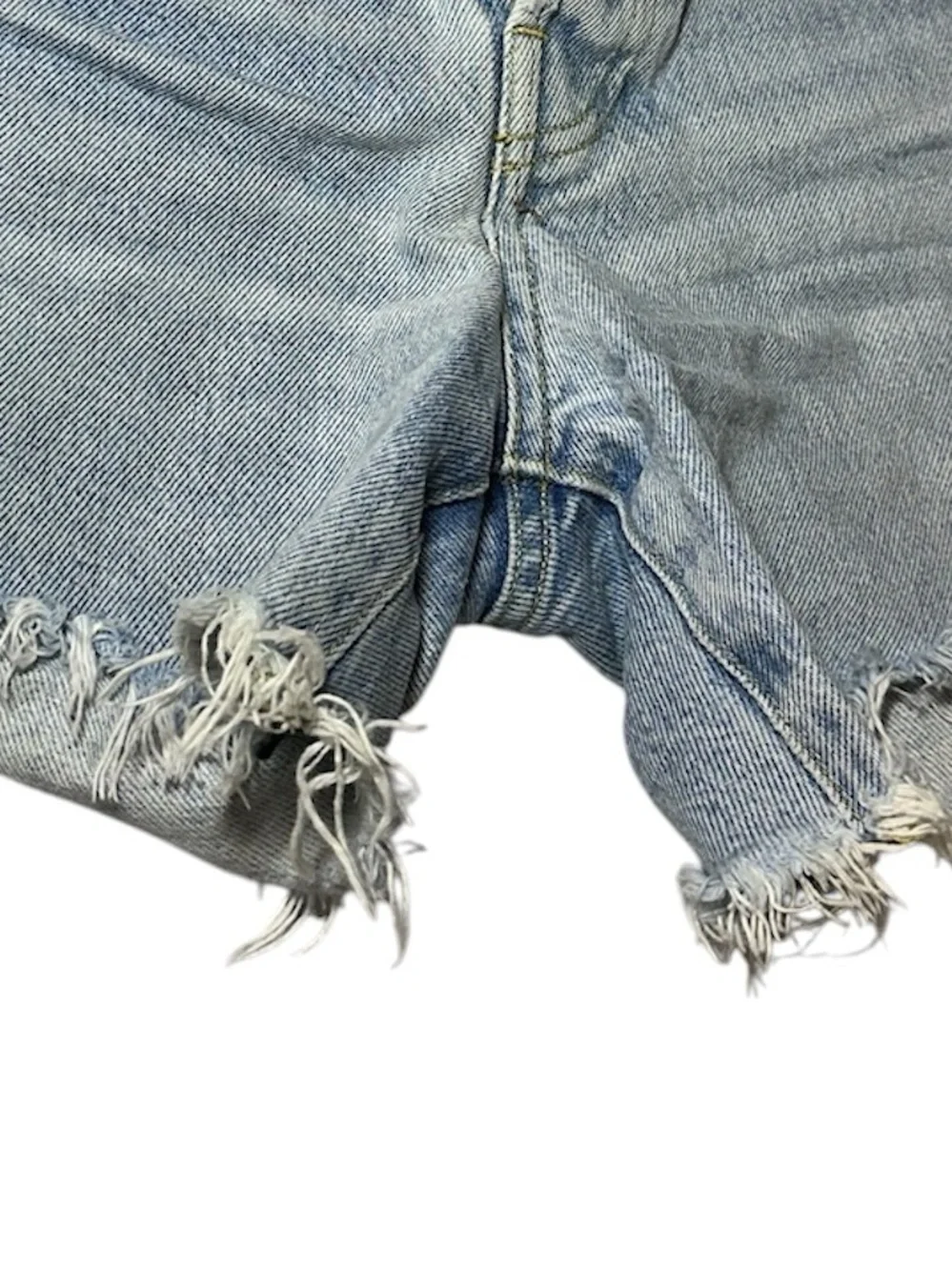 New AGOLDE Parker Long Distressed Denim Shorts Light Wash 100% Cotton
